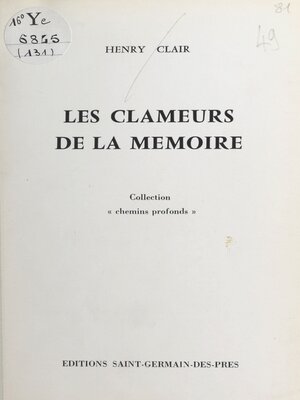 cover image of Les clameurs de la mémoire